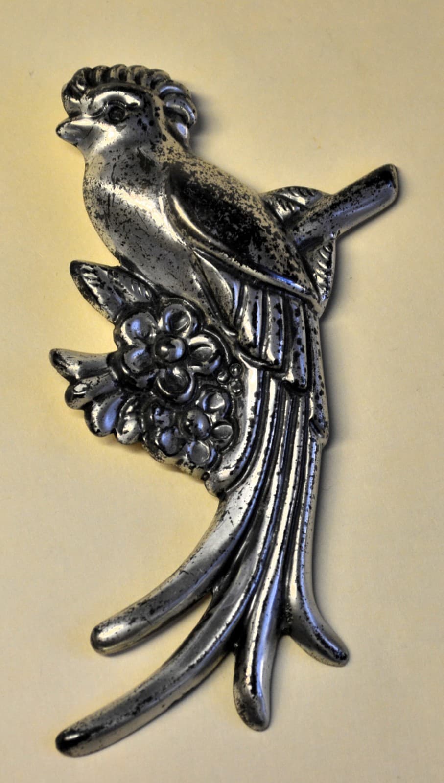 Vintage Bold Silver Mexico Repousse Bird Brooch STATEMENT hallmark HUGE pin 40 g
