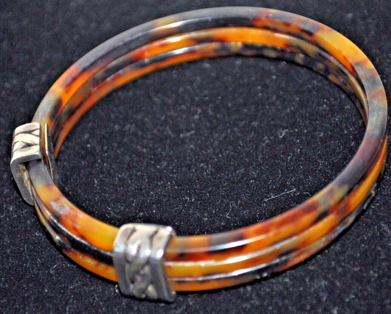vintage sterling silver Tortoise Bangle bracelet bracelets held by sterling band