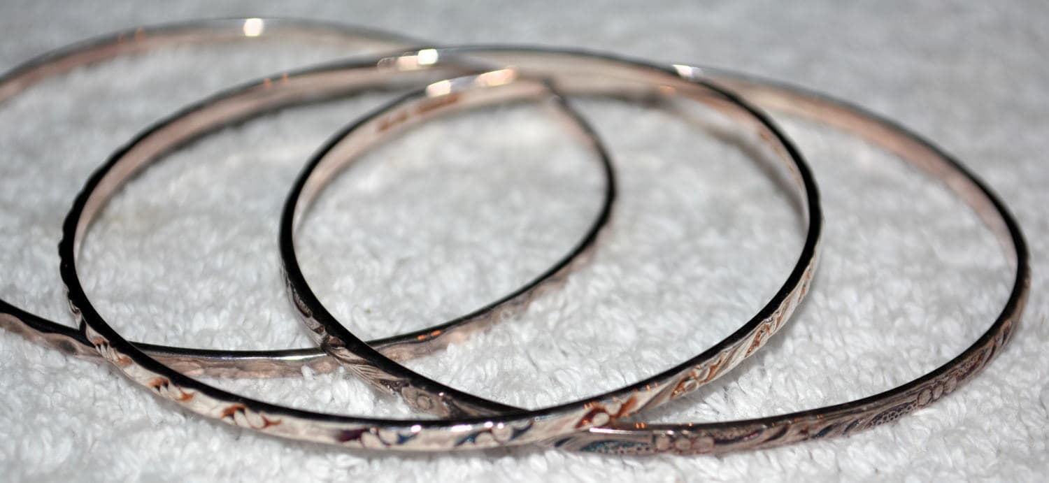Sterling Silver ATI signed Bangle bracelet LOT of 3 24.3 grams