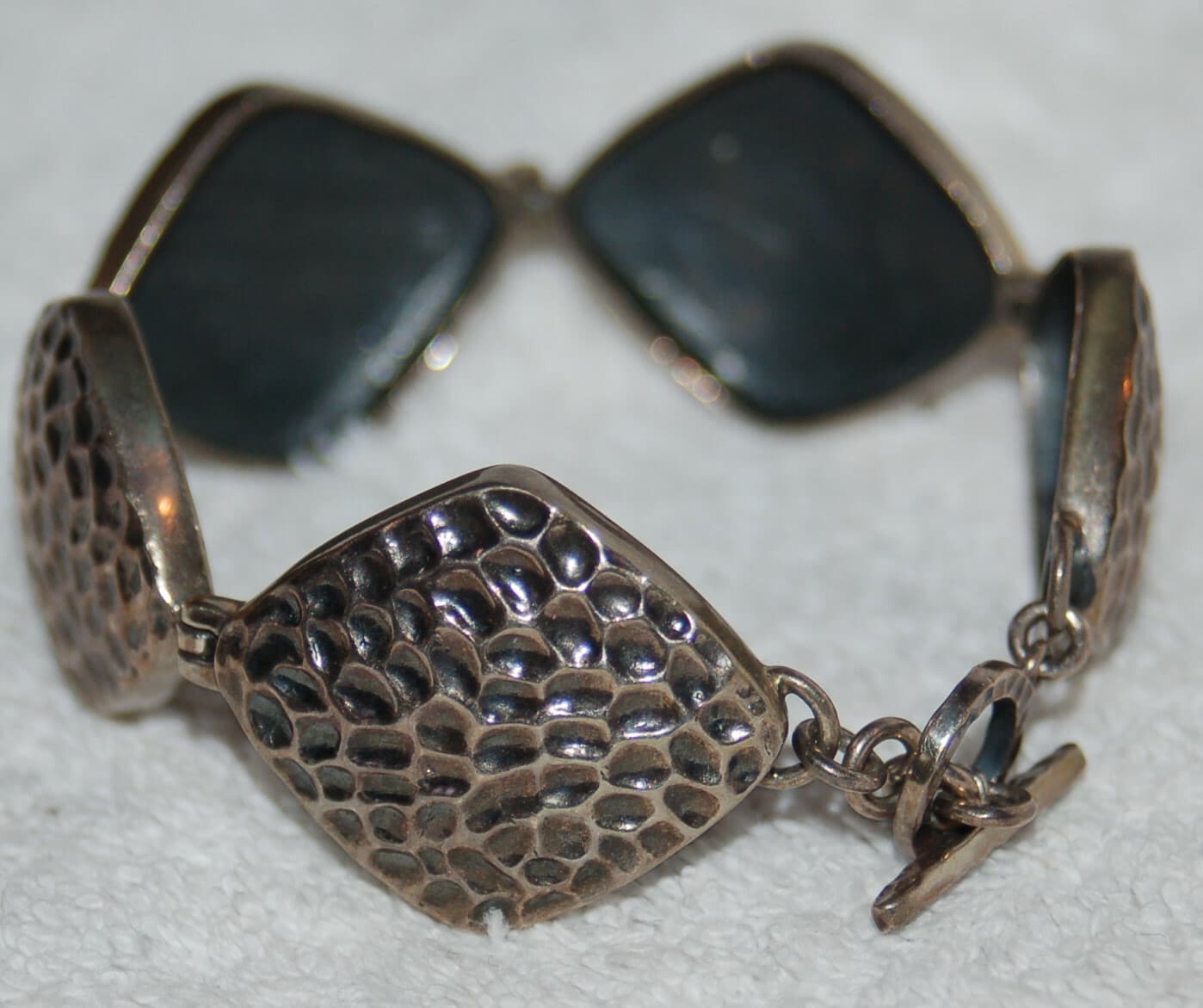 925 sterling silver hammered link bracelet 27 grams dp DOUG PAULUS signed