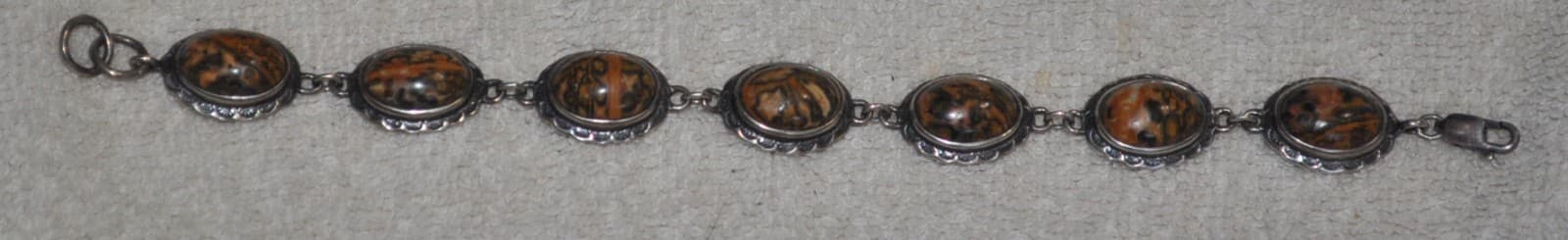 Sterling Silver Moss Agate JASPER real Gemstone Bracelet links natural beauty