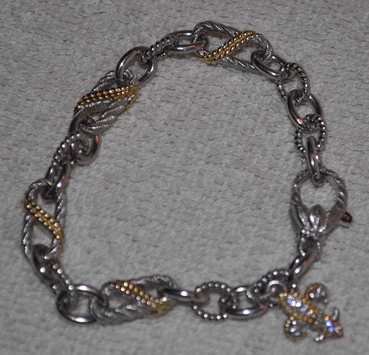 Judith Ripka Sterling Silver 925 CZ Diamonique Fleur De Lis Bracelet