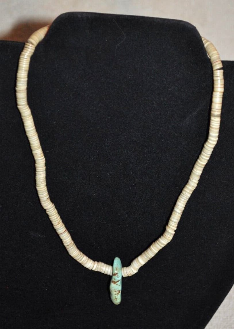 Necklace Heishe Beads turquoise nugget 15"