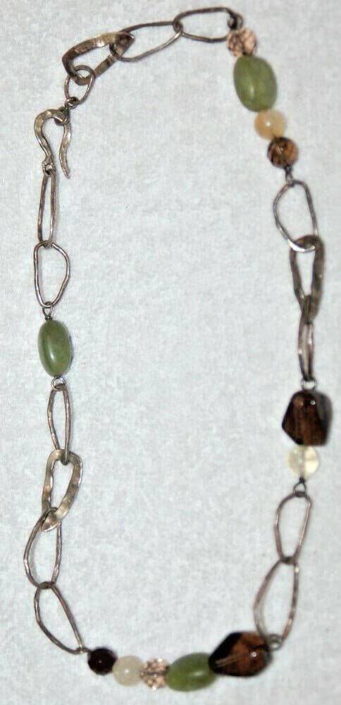 SILPADA 925 Sterling Silver Link Jade Citrine Smoky Quartz Necklace N1218