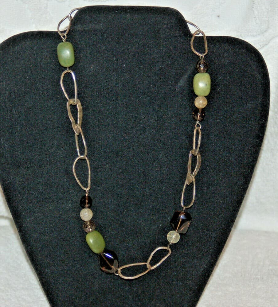 SILPADA 925 Sterling Silver Link Jade Citrine Smoky Quartz Necklace N1218