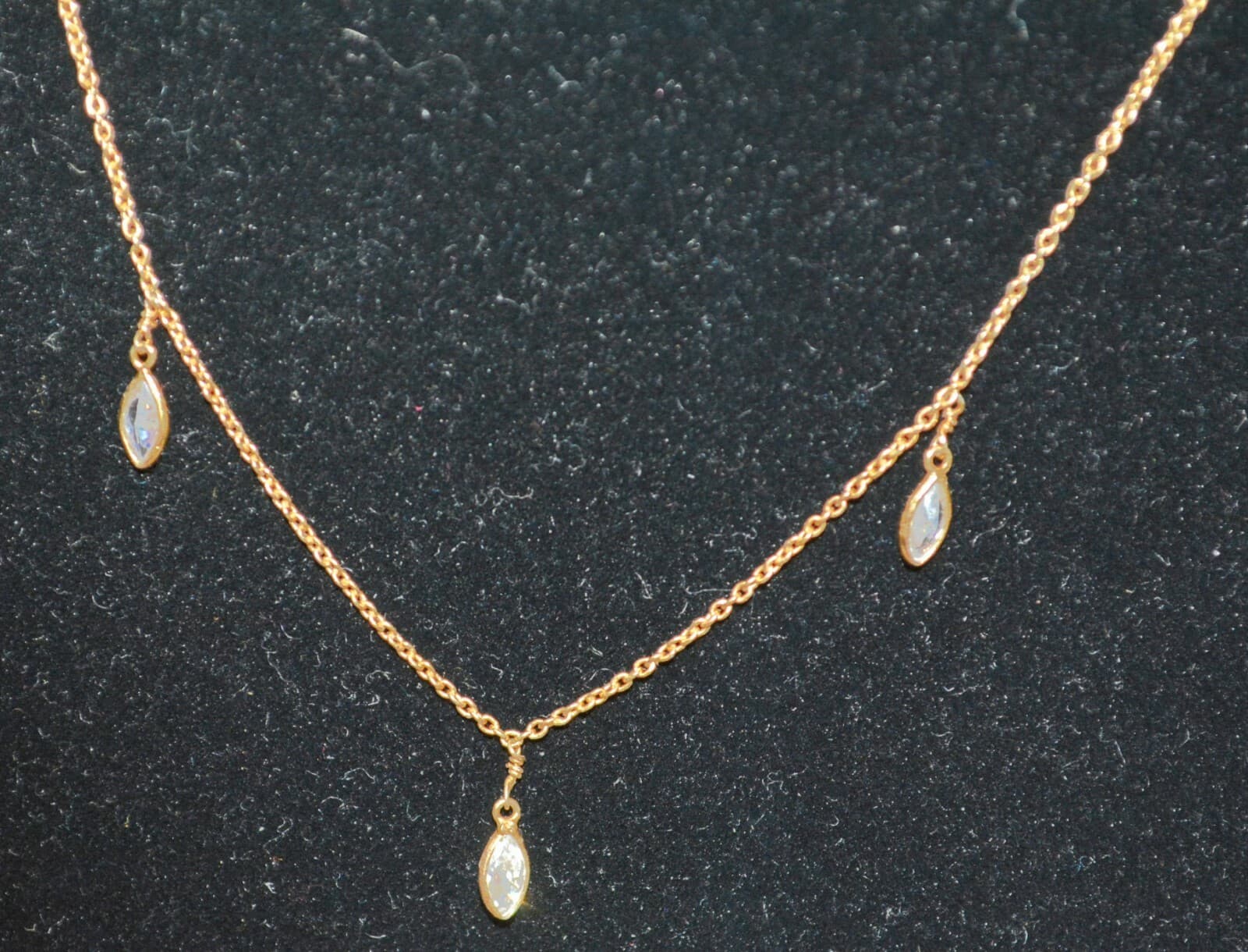 Alwand Vahan AV 925 Sterling Silver Gold Tone Chain Necklace 3 hanging stones