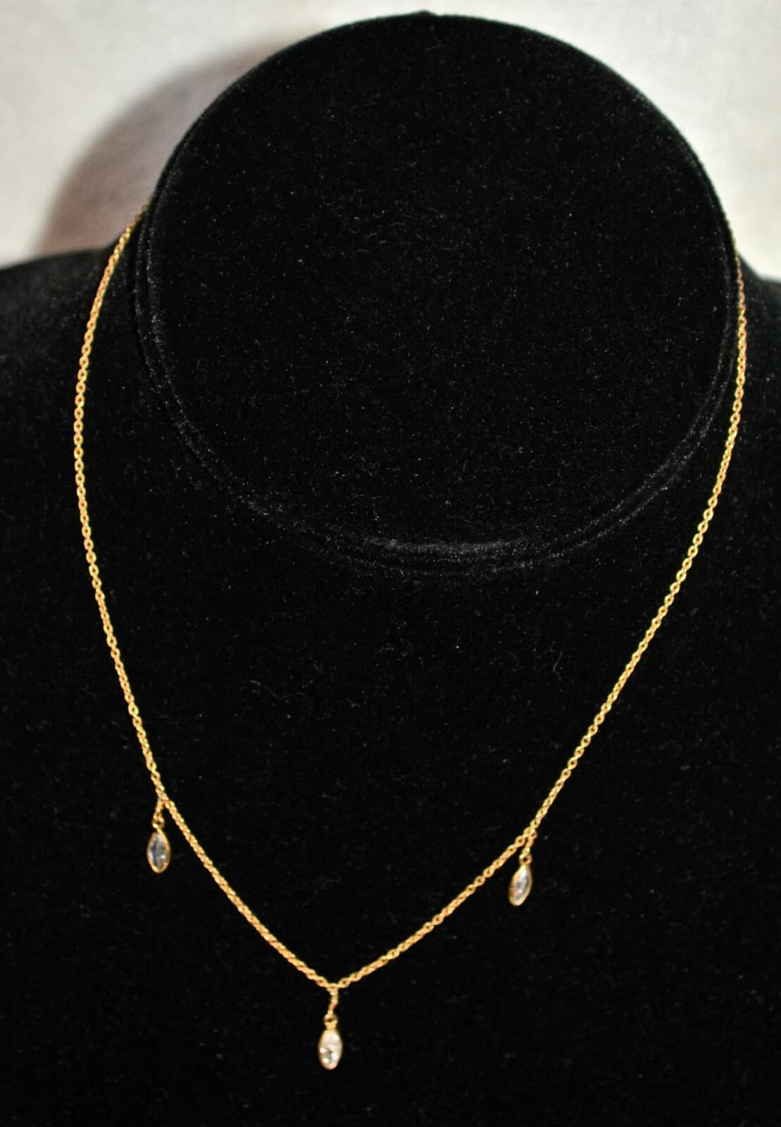 Alwand Vahan AV 925 Sterling Silver Gold Tone Chain Necklace 3 hanging stones