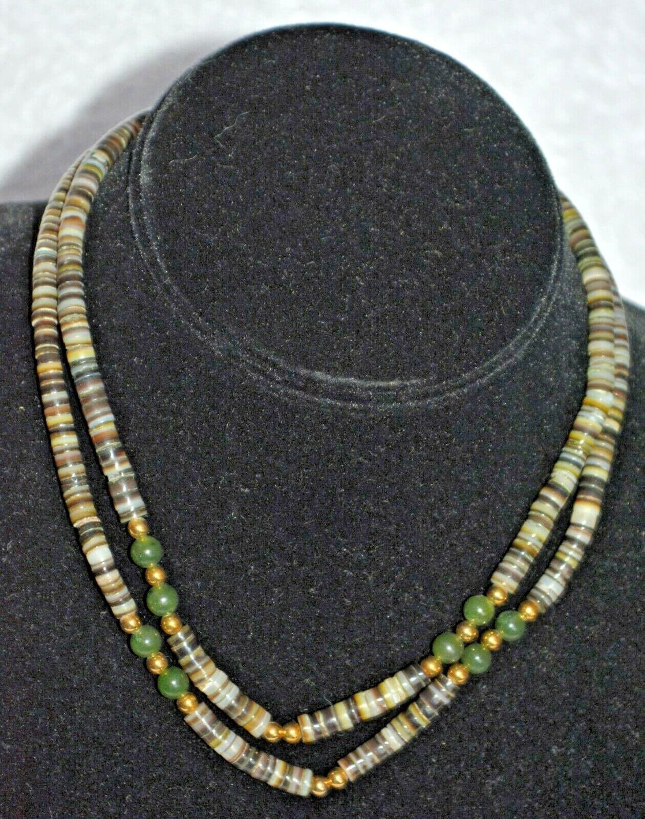 Earlier vintage jade Heishi Shell DISC NECKLACE lot of 2