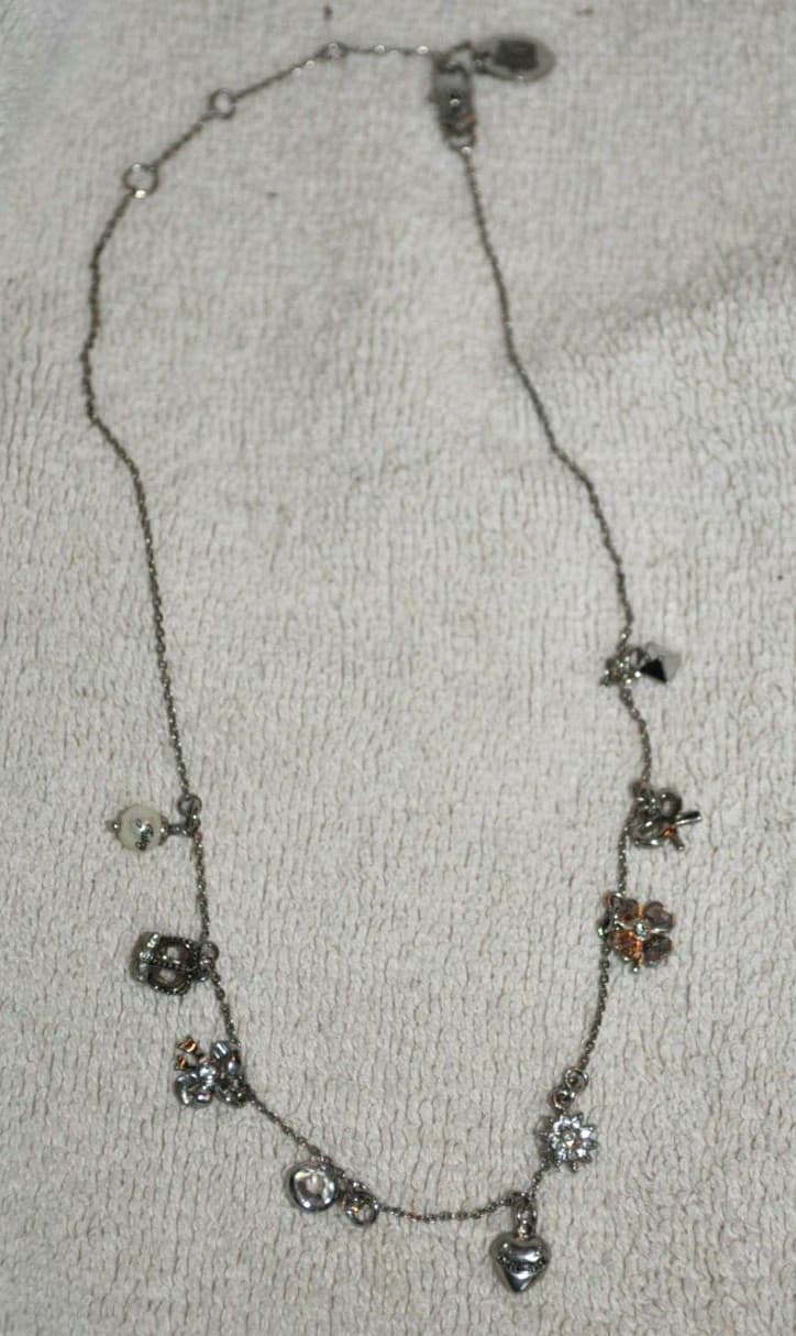 JUICY COUTURE charm CRYSTAL LUCKY 4 LEAF CLOVER SHAMROCK heart NECKLACE
