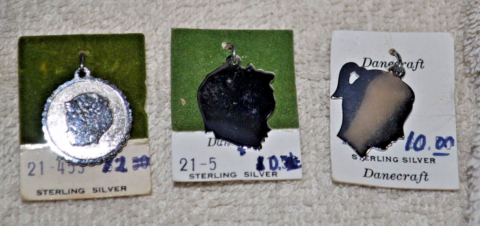 DANECRAFT STERLING SILVER BOY GIRL baby LOT OF 3 HEAD CHARM card new old stock