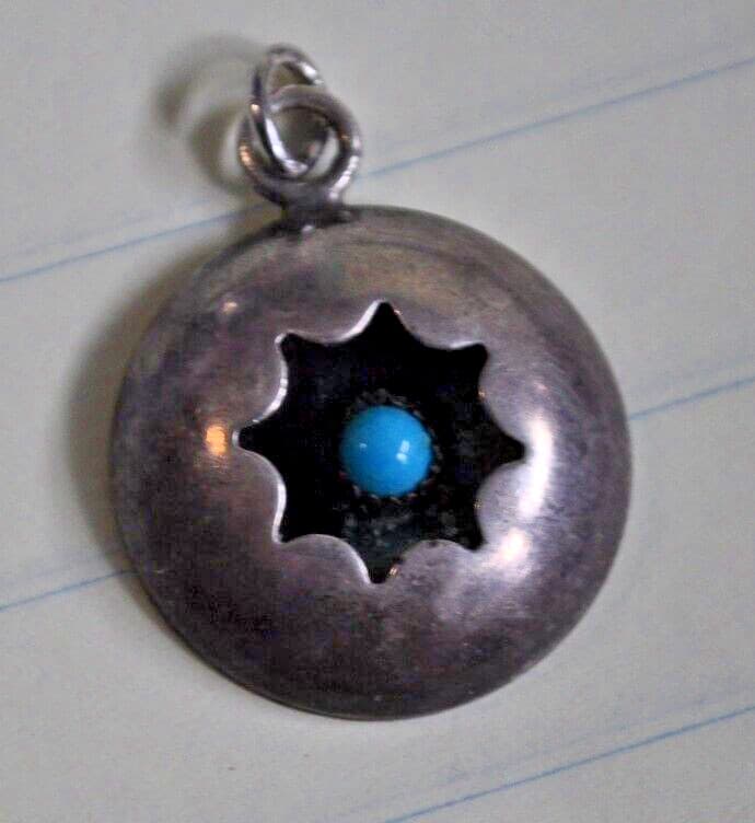 Vintage Turquoise Sterling Silver Shadow box Pendant