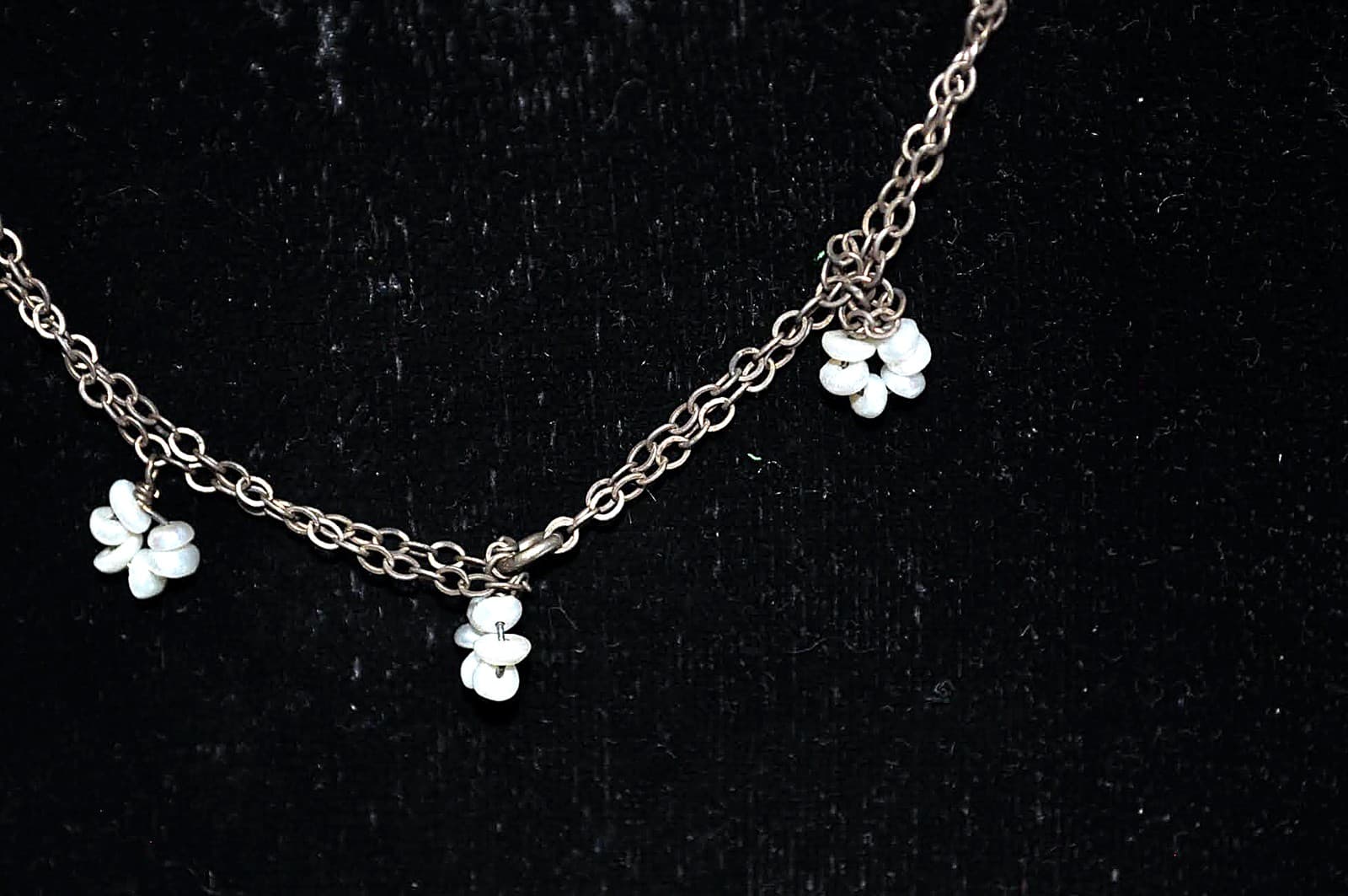 Sterling Pearl Flower Cluster Necklace