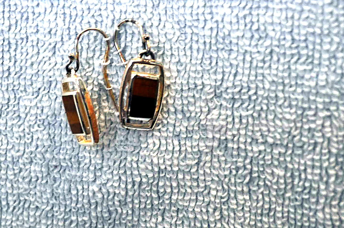 Tiger's Eye Drop Earrings, Sterling Silver