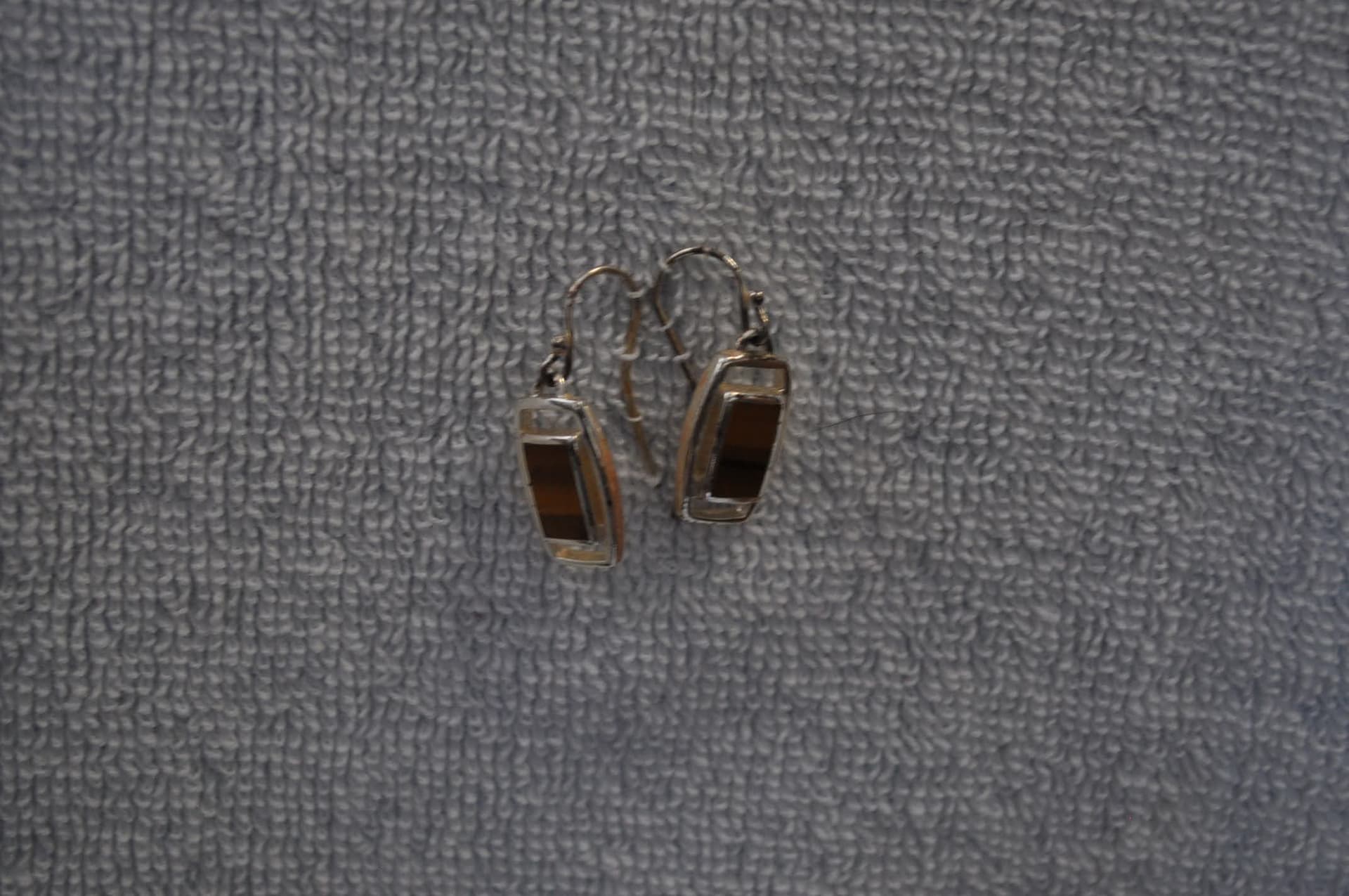 Tiger's Eye Drop Earrings, Sterling Silver