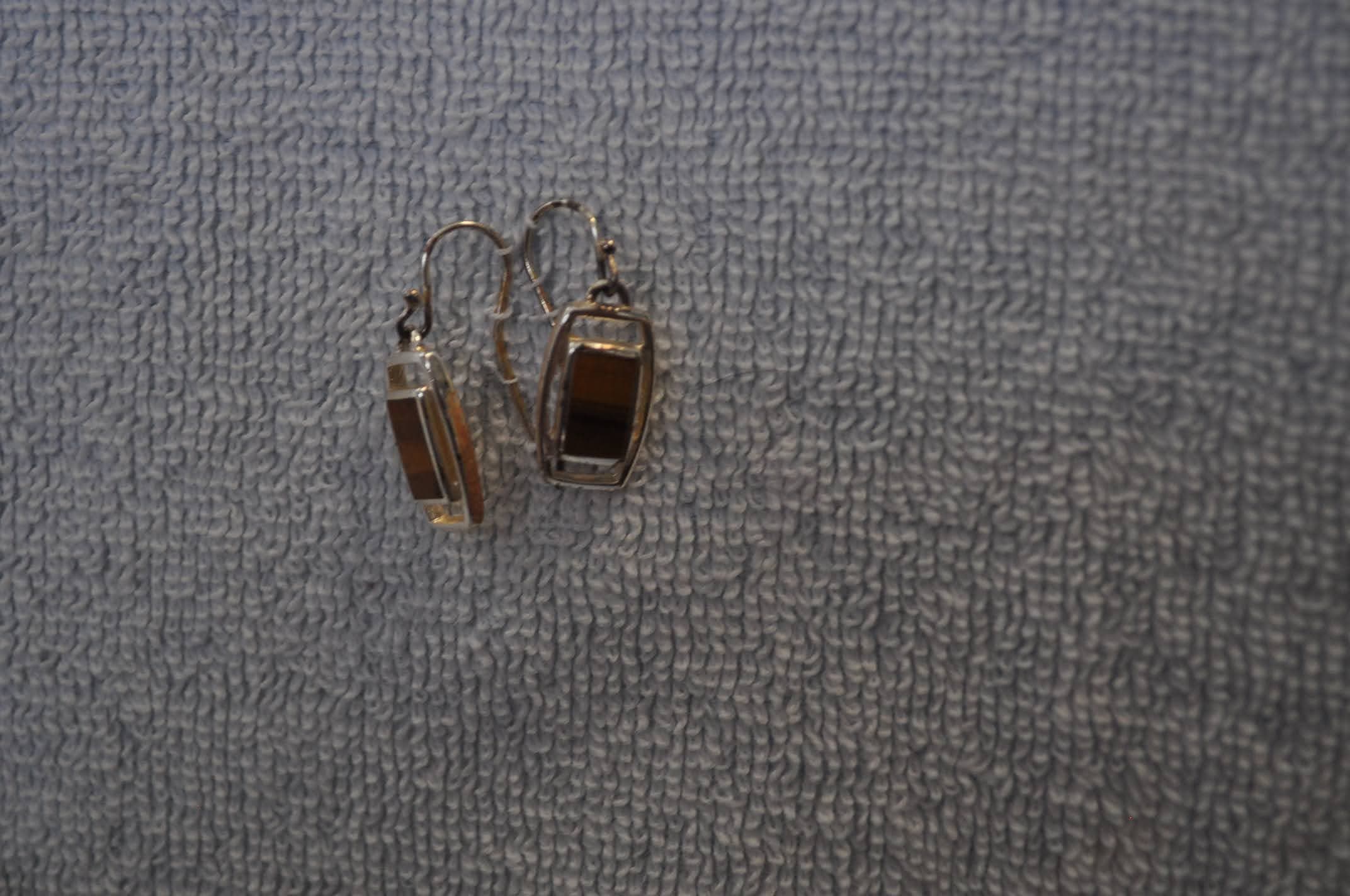 Tiger's Eye Drop Earrings, Sterling Silver