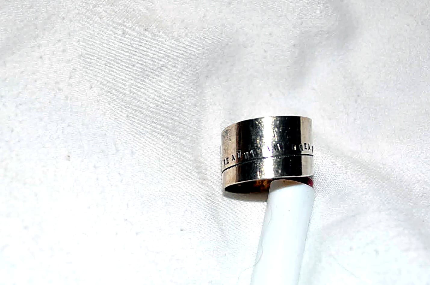 Wide Engraved Sterling Band Ring