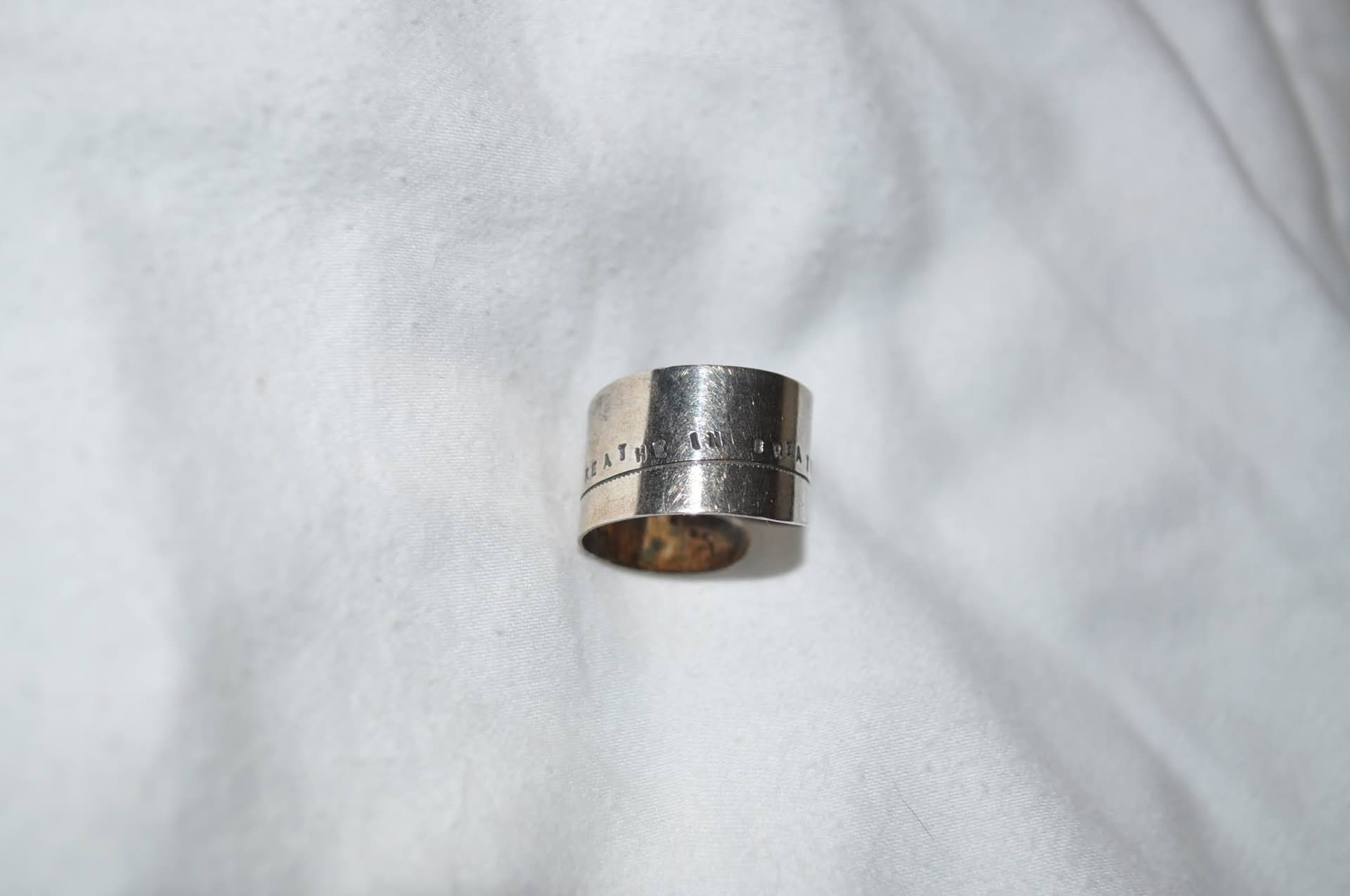 Wide Engraved Sterling Band Ring