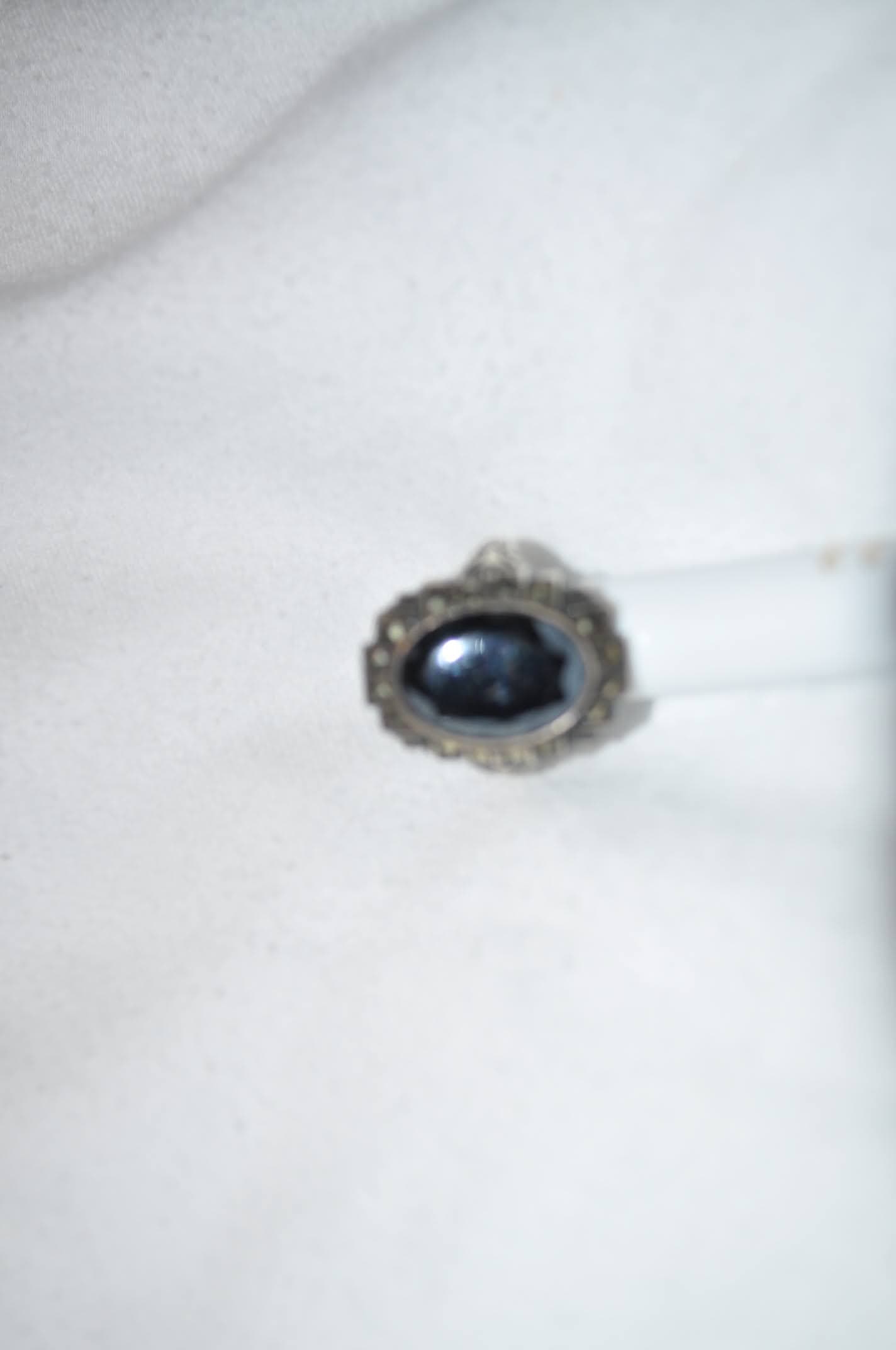 Art Deco Onyx & Marcasite Sterling Ring