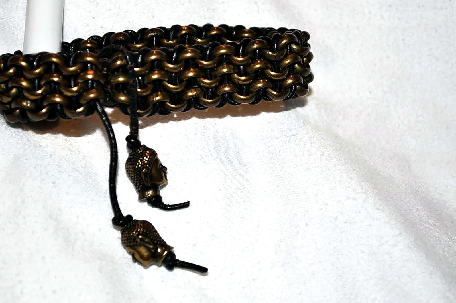 Woven Brass Bead Wrap Bracelet