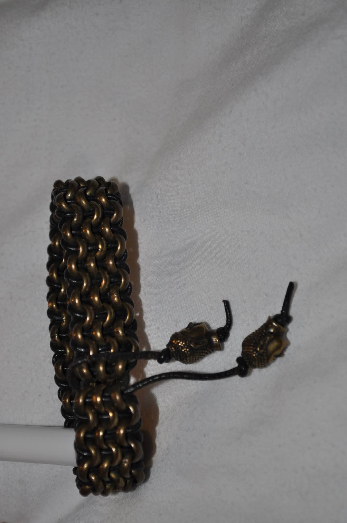 Woven Brass Bead Wrap Bracelet