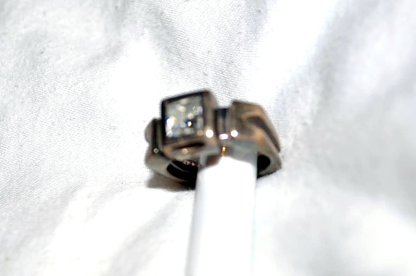 Chunky Square CZ Ring, Sterling Silver