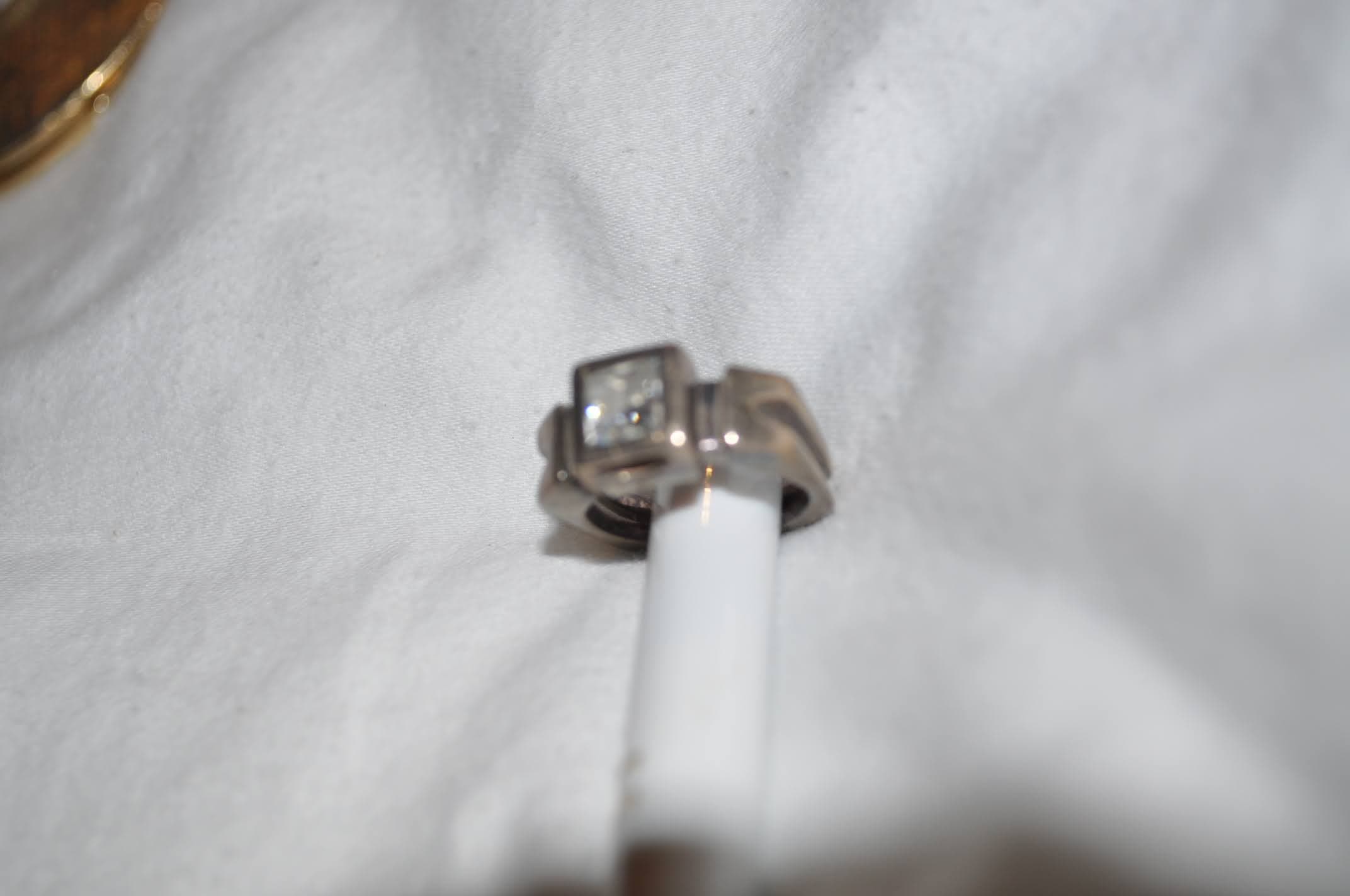 Chunky Square CZ Ring, Sterling Silver