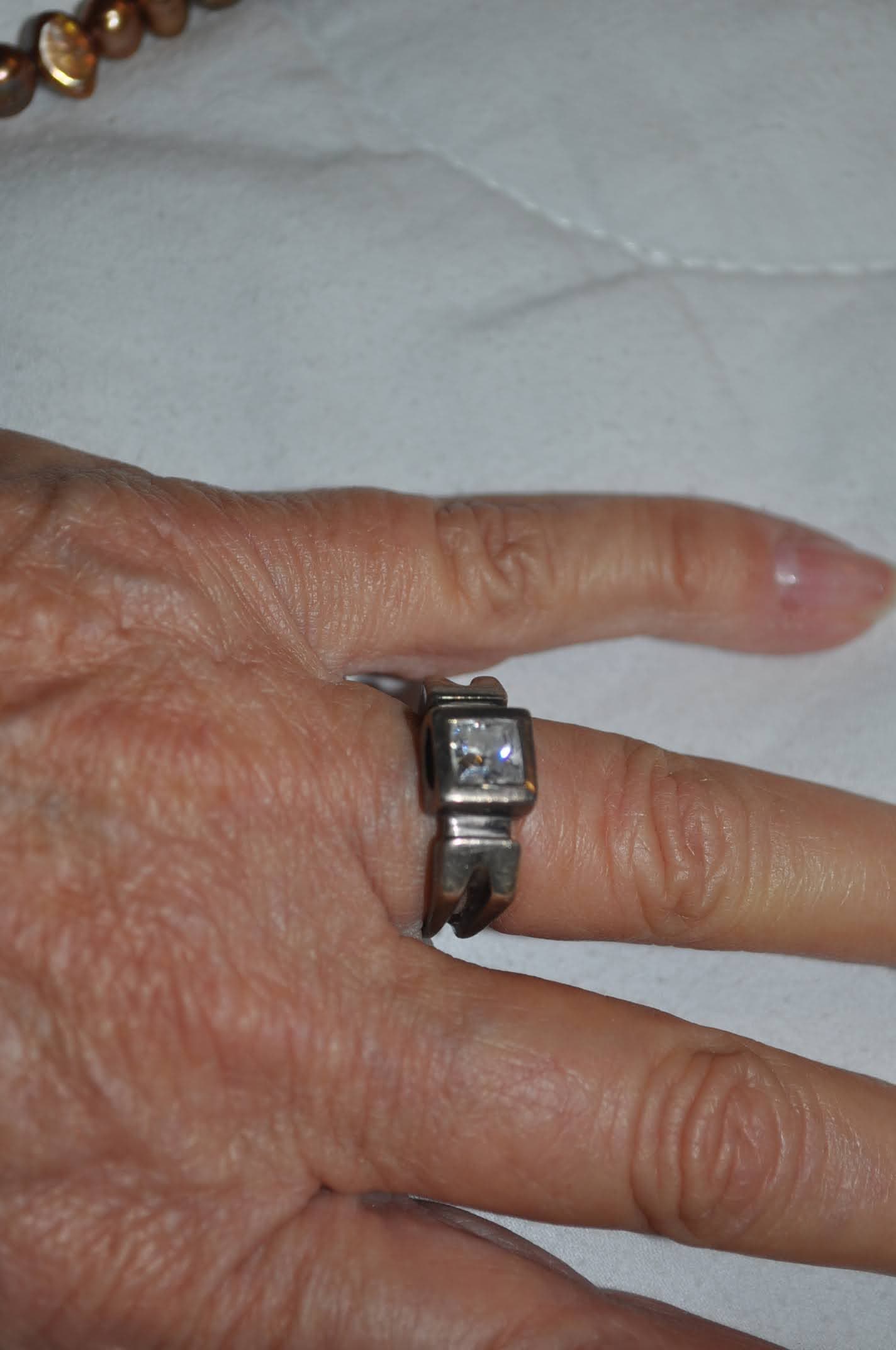 Chunky Square CZ Ring, Sterling Silver