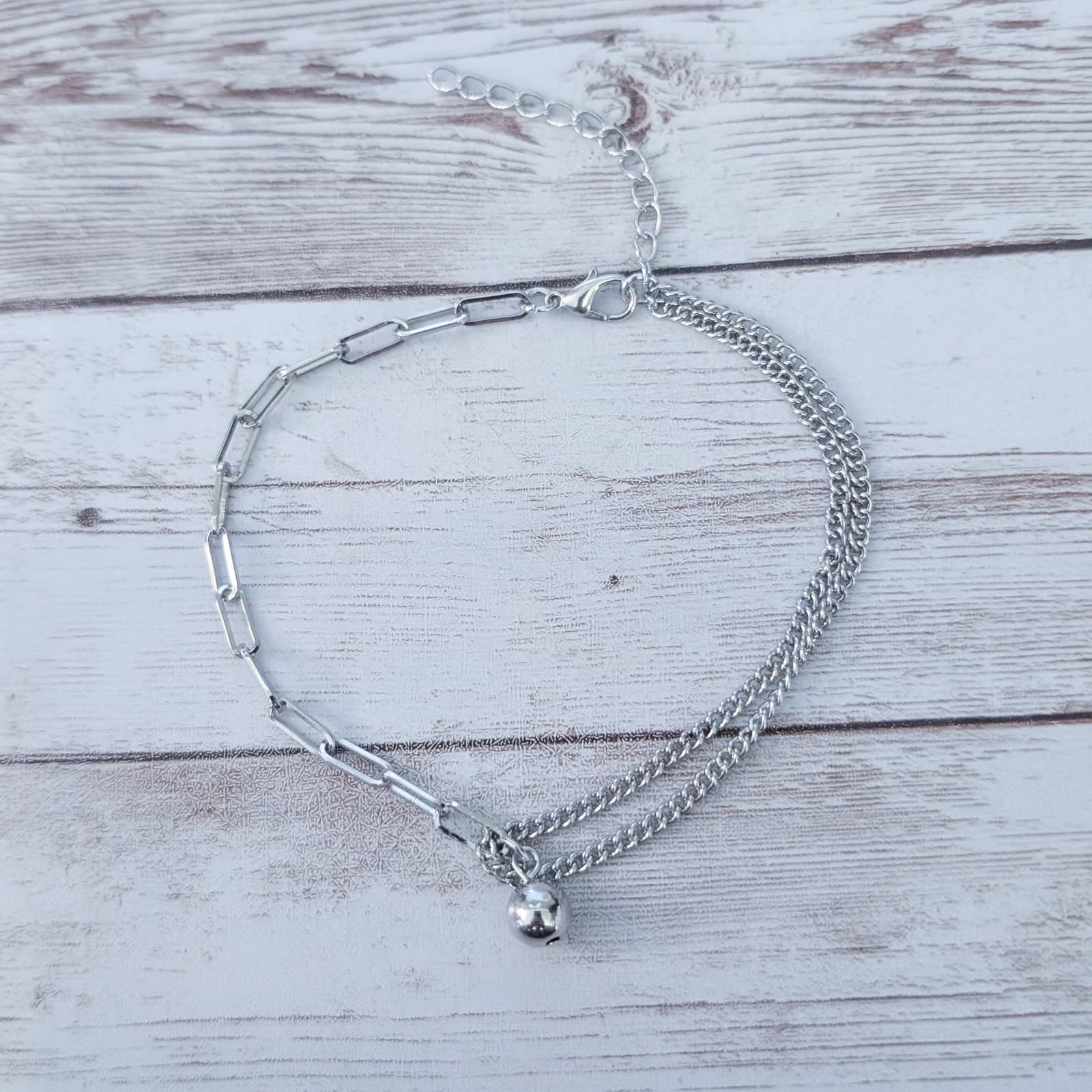 Anklet or Long Bracelet - 9.25"-11" Silver Tone