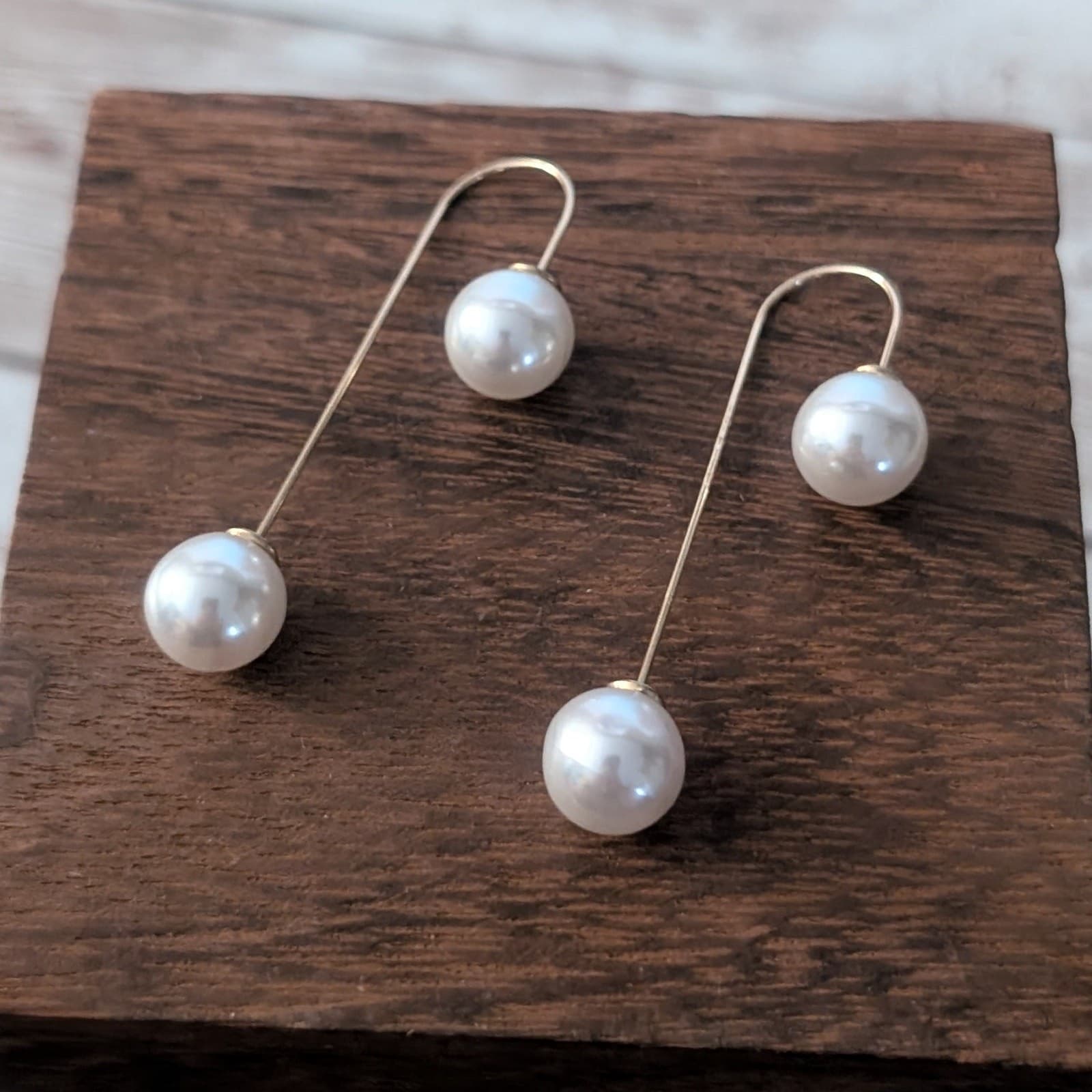 Vintage Earrings for Pierced Ears Gold Tone & Faux Pearl Statement Earrings