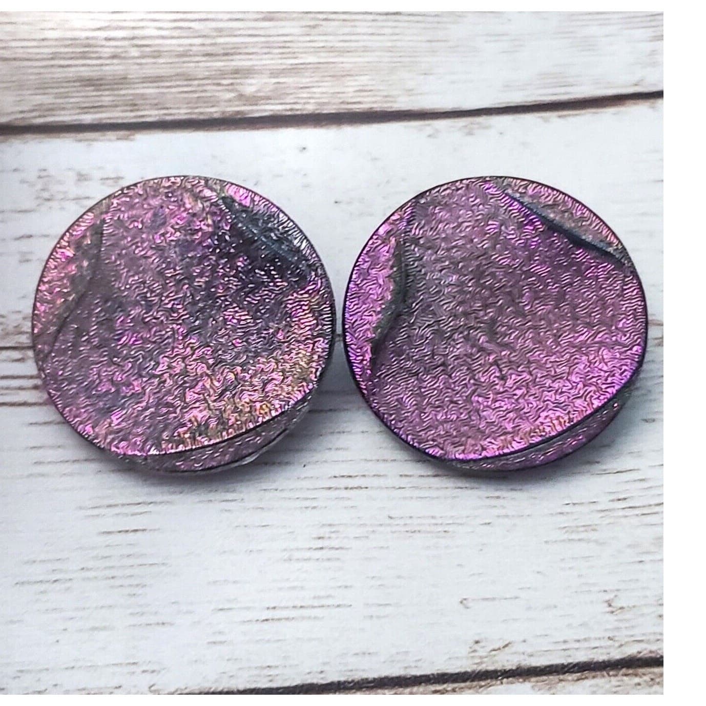 Vintage Clip On Earrings Multi Tone Circle Large 1" Statement - Made In Germany