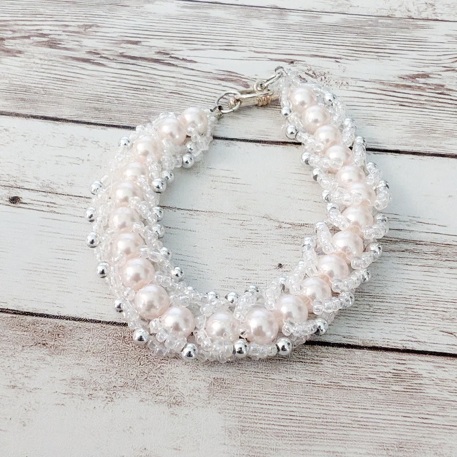Vintage Bracelet Faux Pearl & Silver Tone