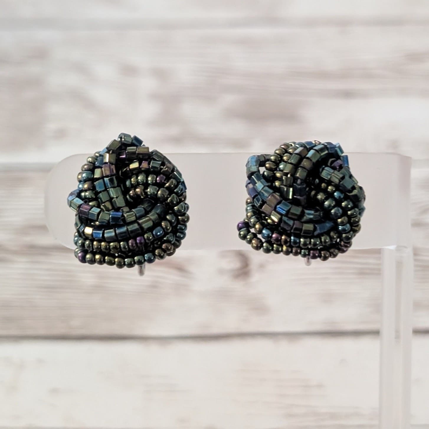 Vintage Clip On Earrings Dark Tones Wrap Design Statement