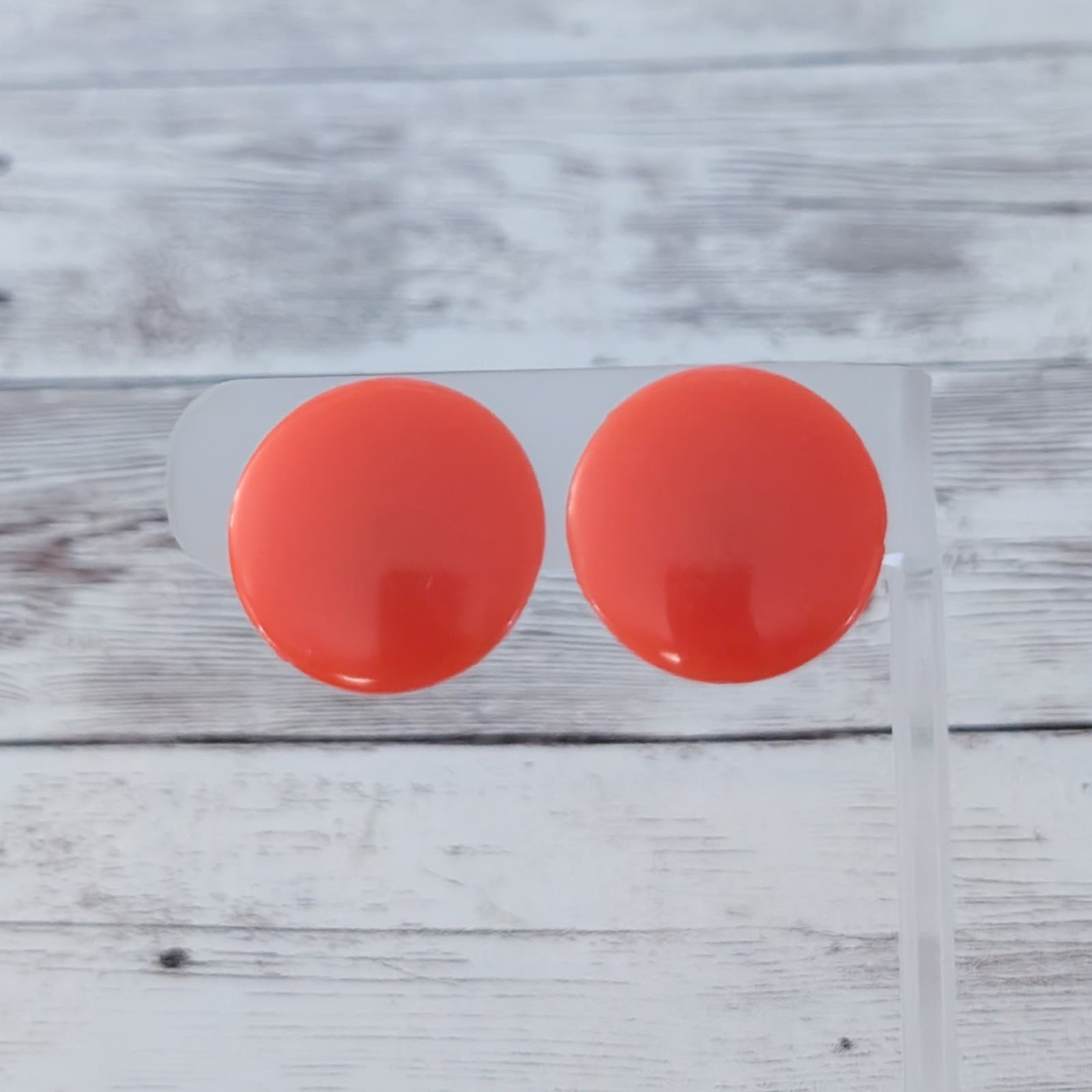 Vintage Clip On Earrings Circle - Retro Orange