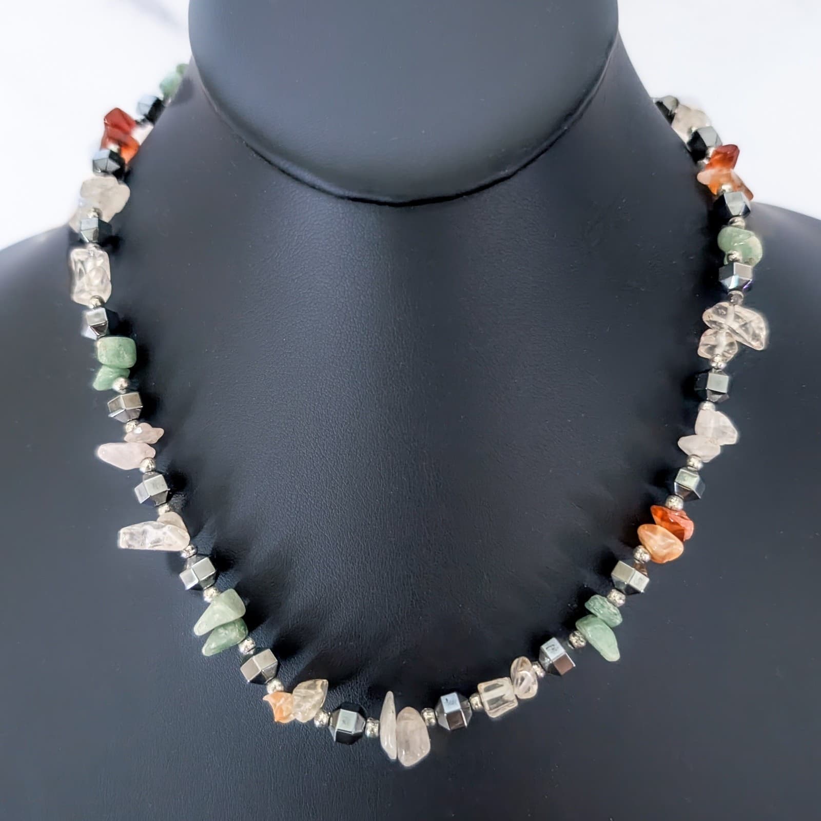 Vintage Necklace Semi Precious Stone Necklace Choker 16"