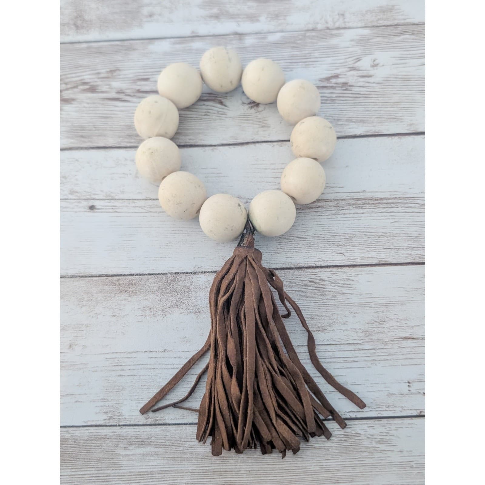 Chunky Stretch Bracelet with Brown Tassel