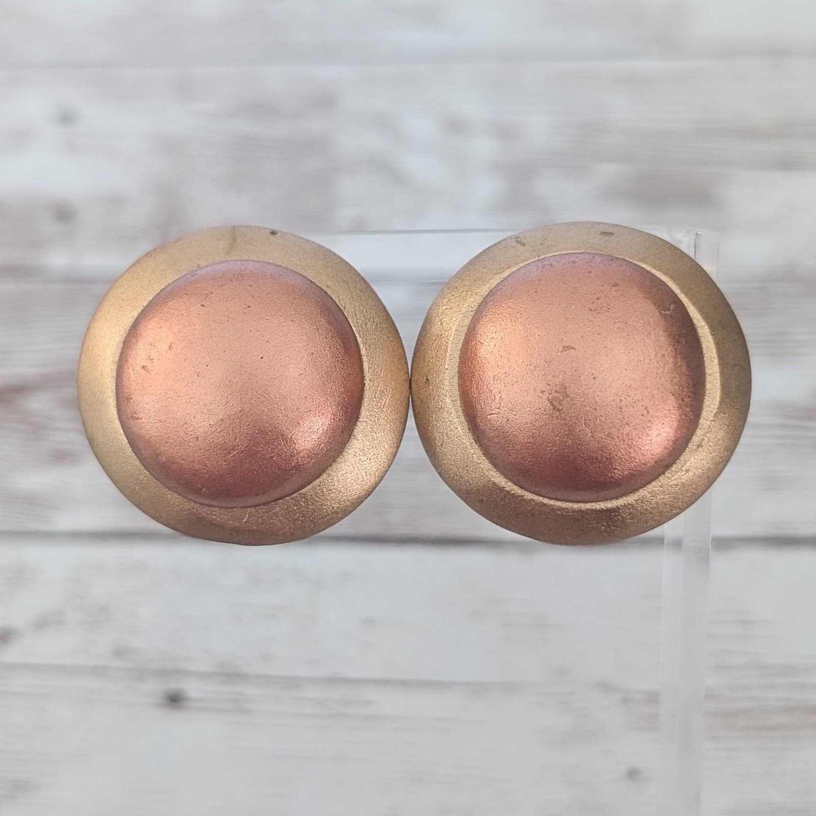 Vintage Clip On Earrings Metallic Tones Large 1.25"