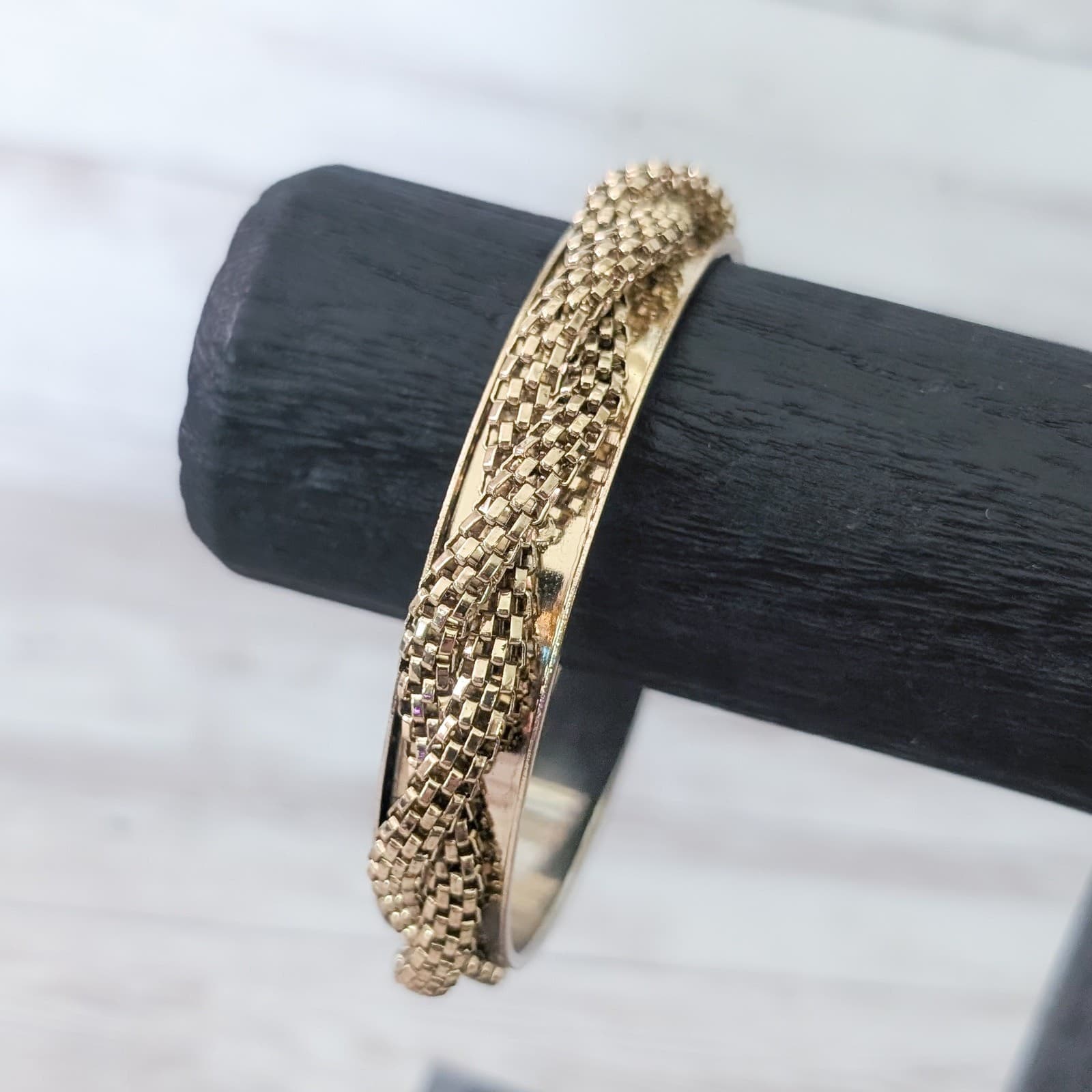 Vintage Bracelet - Gold Tone with Woven Design - 8.5"