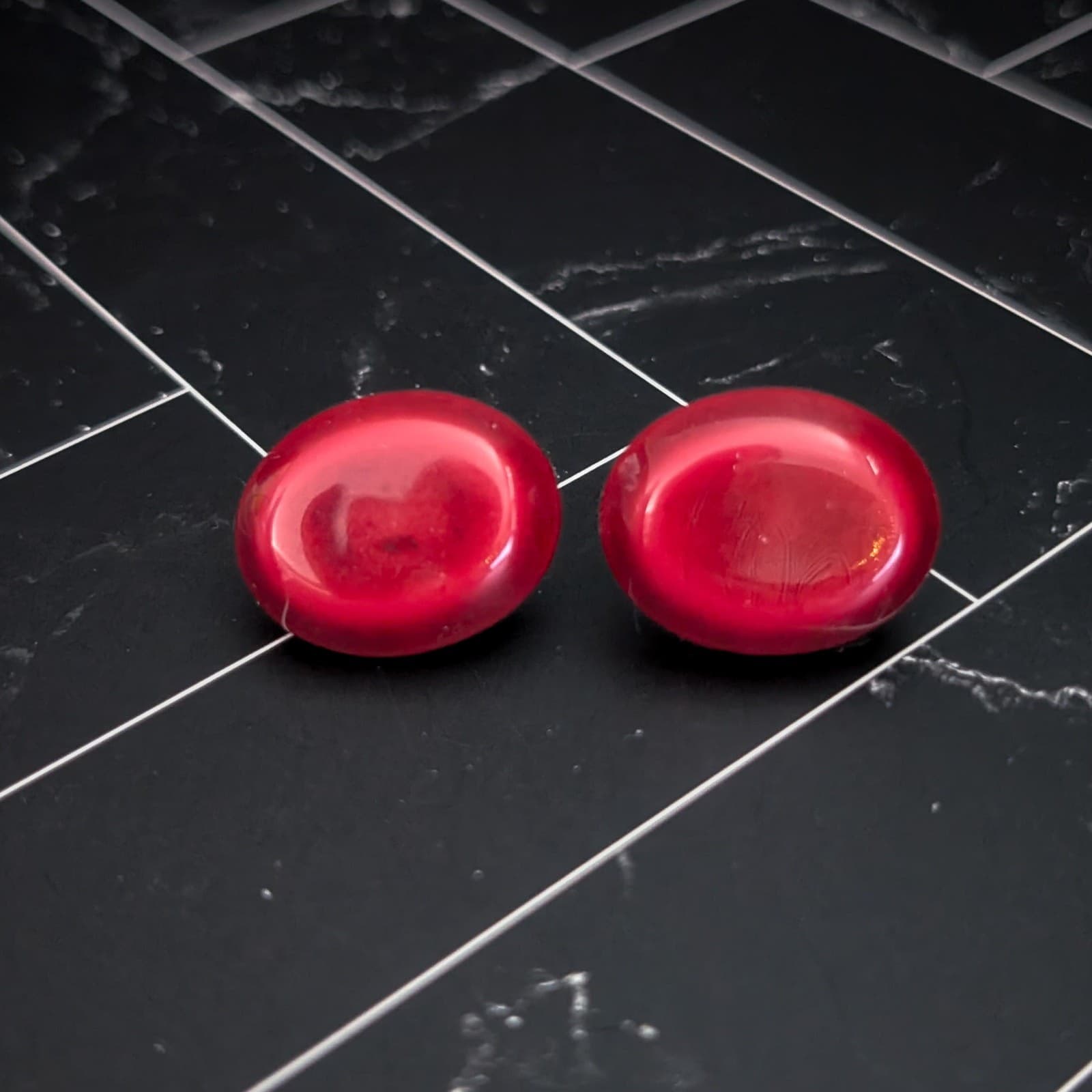 Vintage Stud Earrings Shades of Red Oval - Unusual Retro Statement