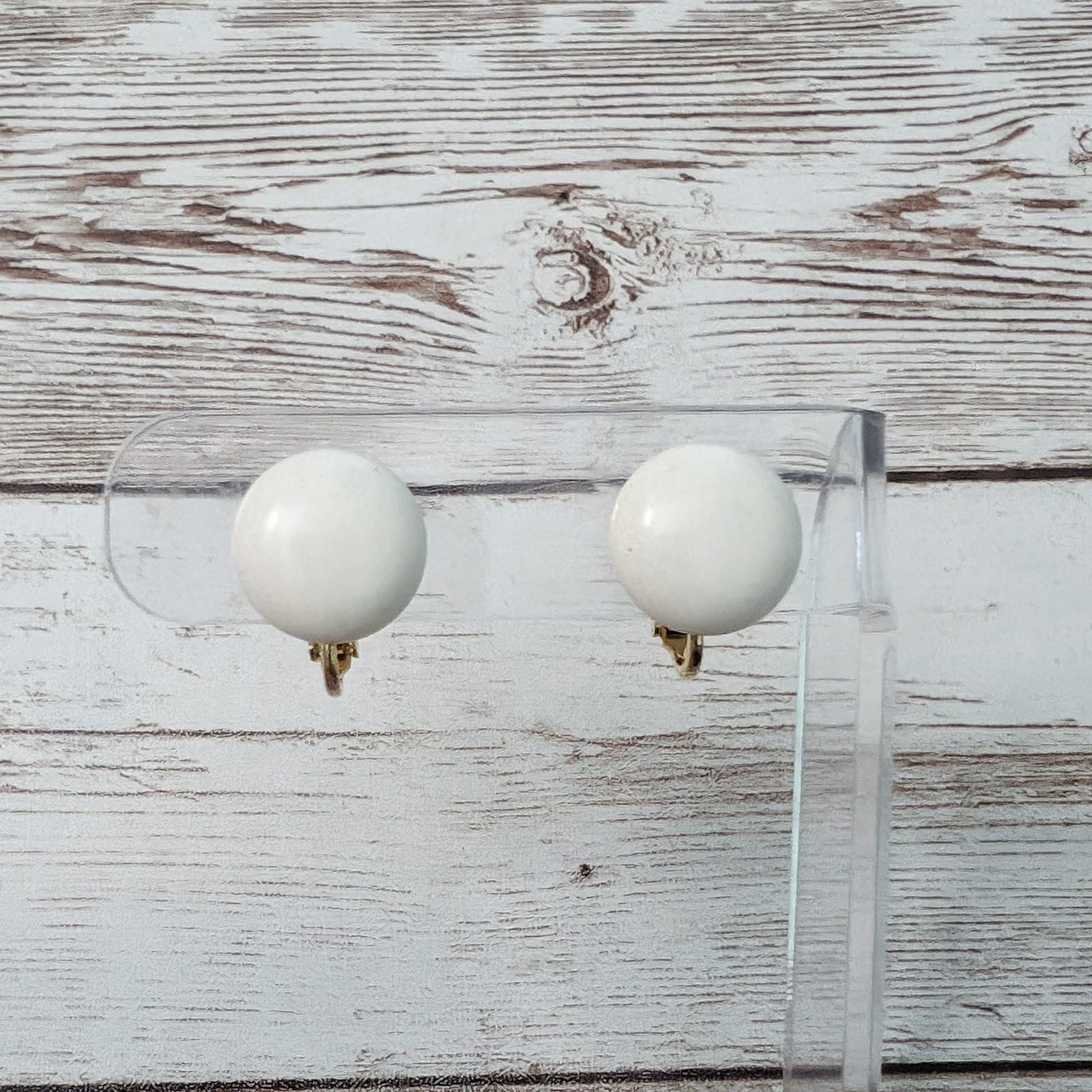 Vintage Clip On Earrings Off White Just Over 0.5"