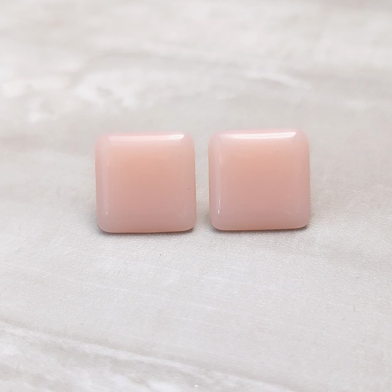 Vintage Avon Clip On Earrings Pink Rounded Square Earrings Stylish Glam