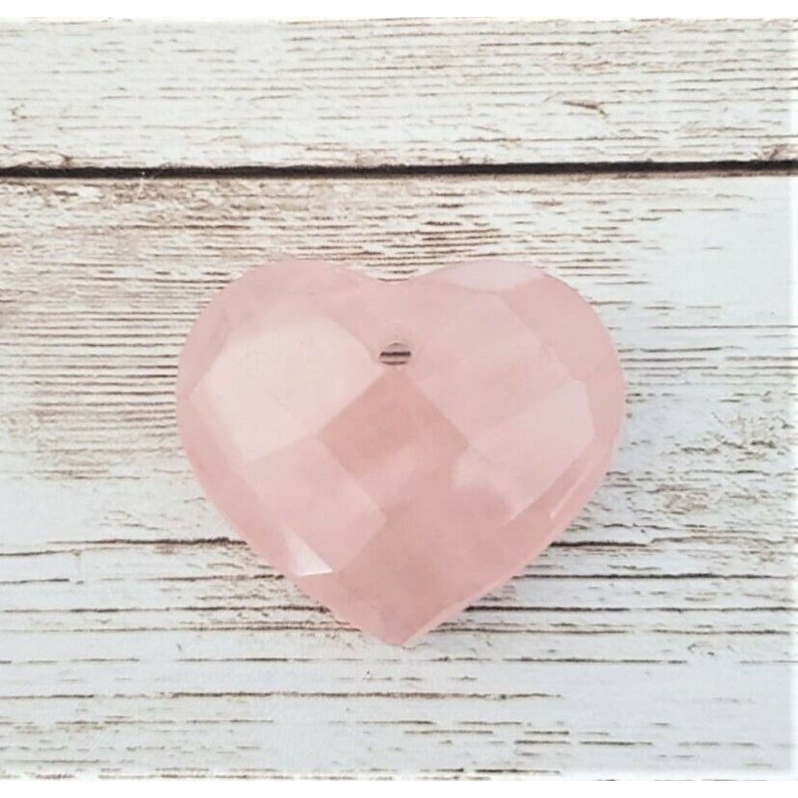 Faceted Pink Heart Pendant Rose Quartz (No Chain Included)