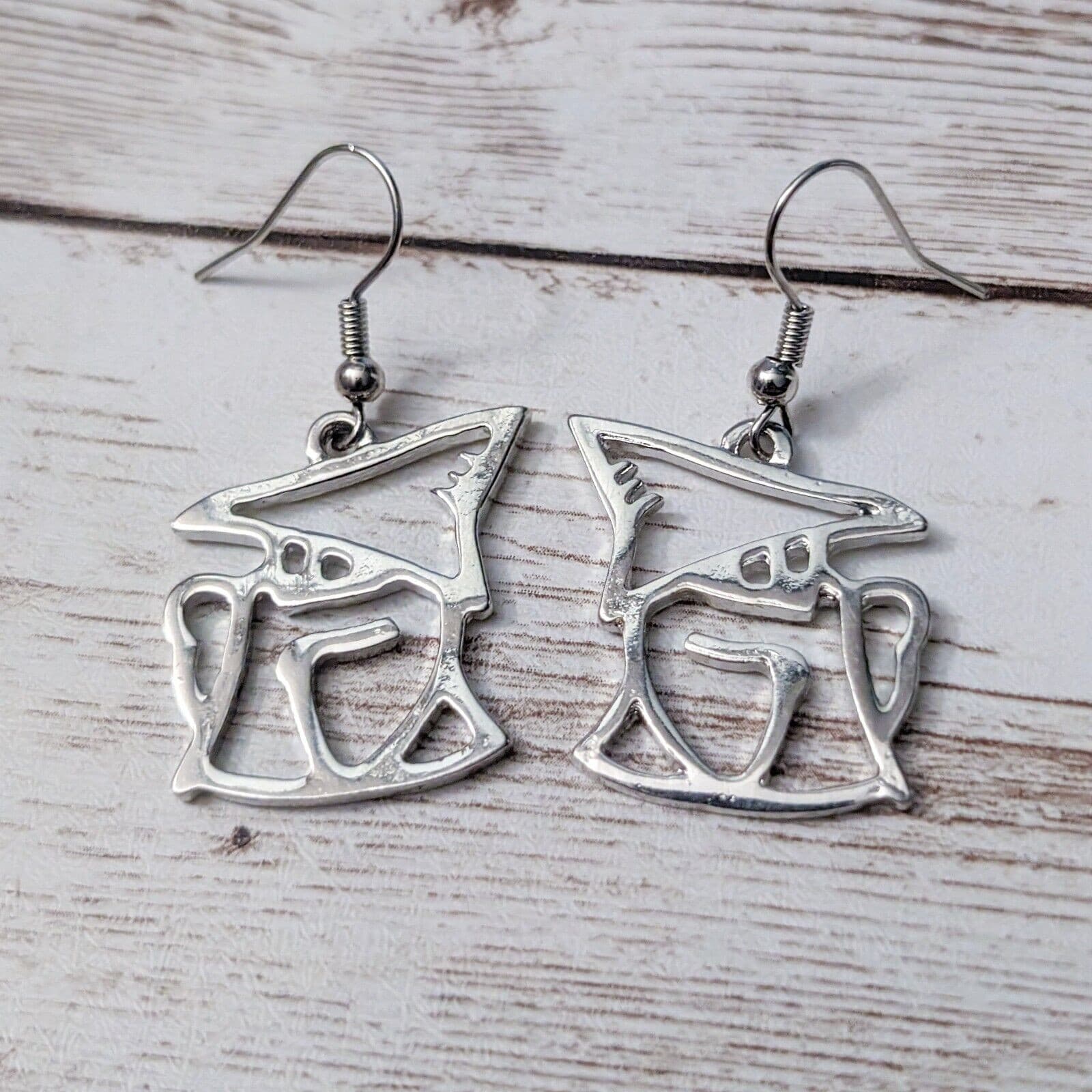 Earrings for Pierced Ears Silver Tone Wizards