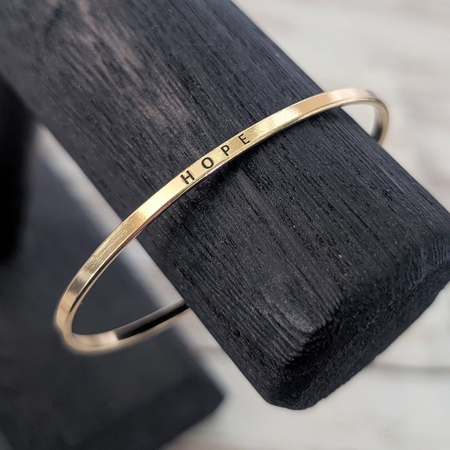 "Hope" Gold Tone Bangle / Bracelet Thin