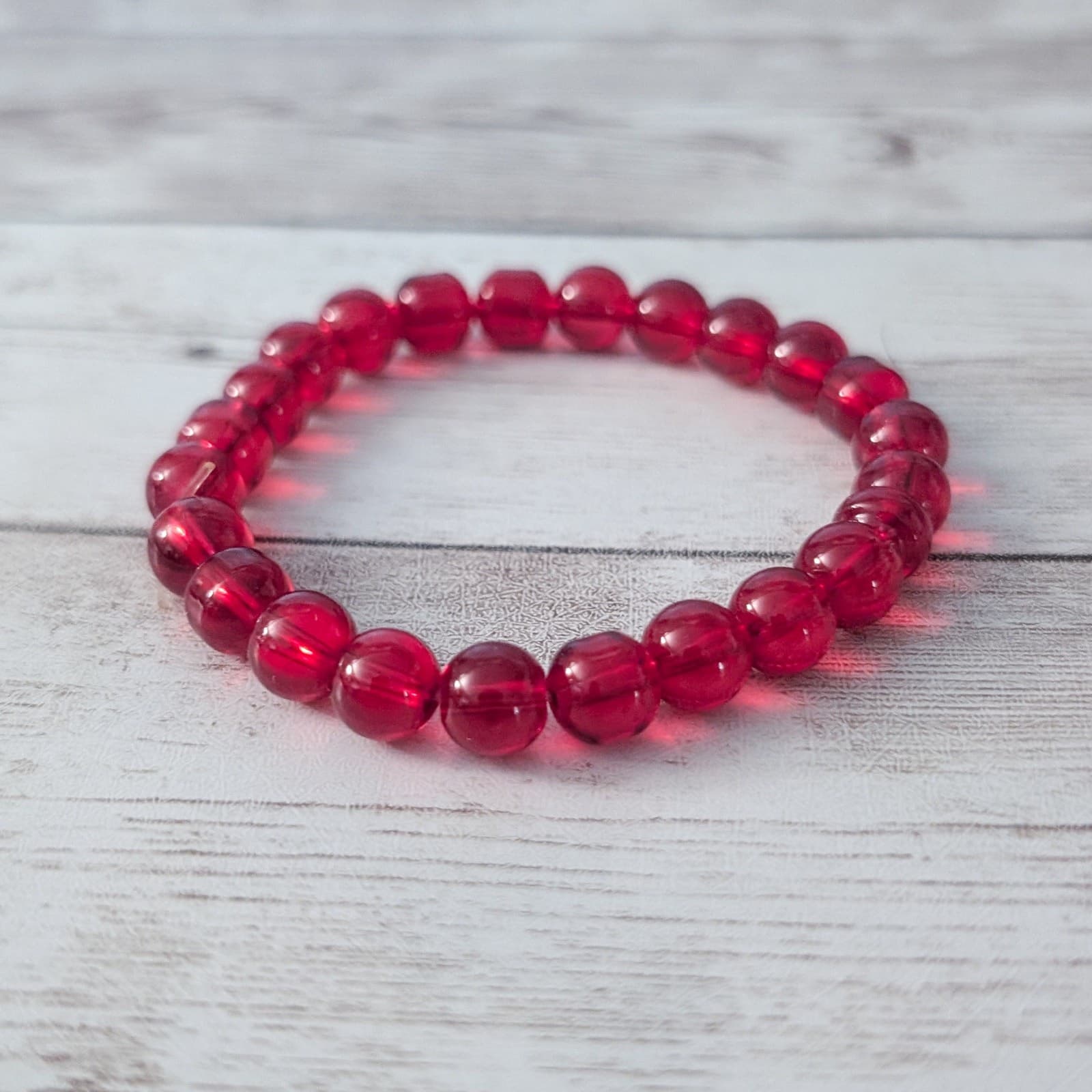 Vintage Stretch Bracelet Red Beads