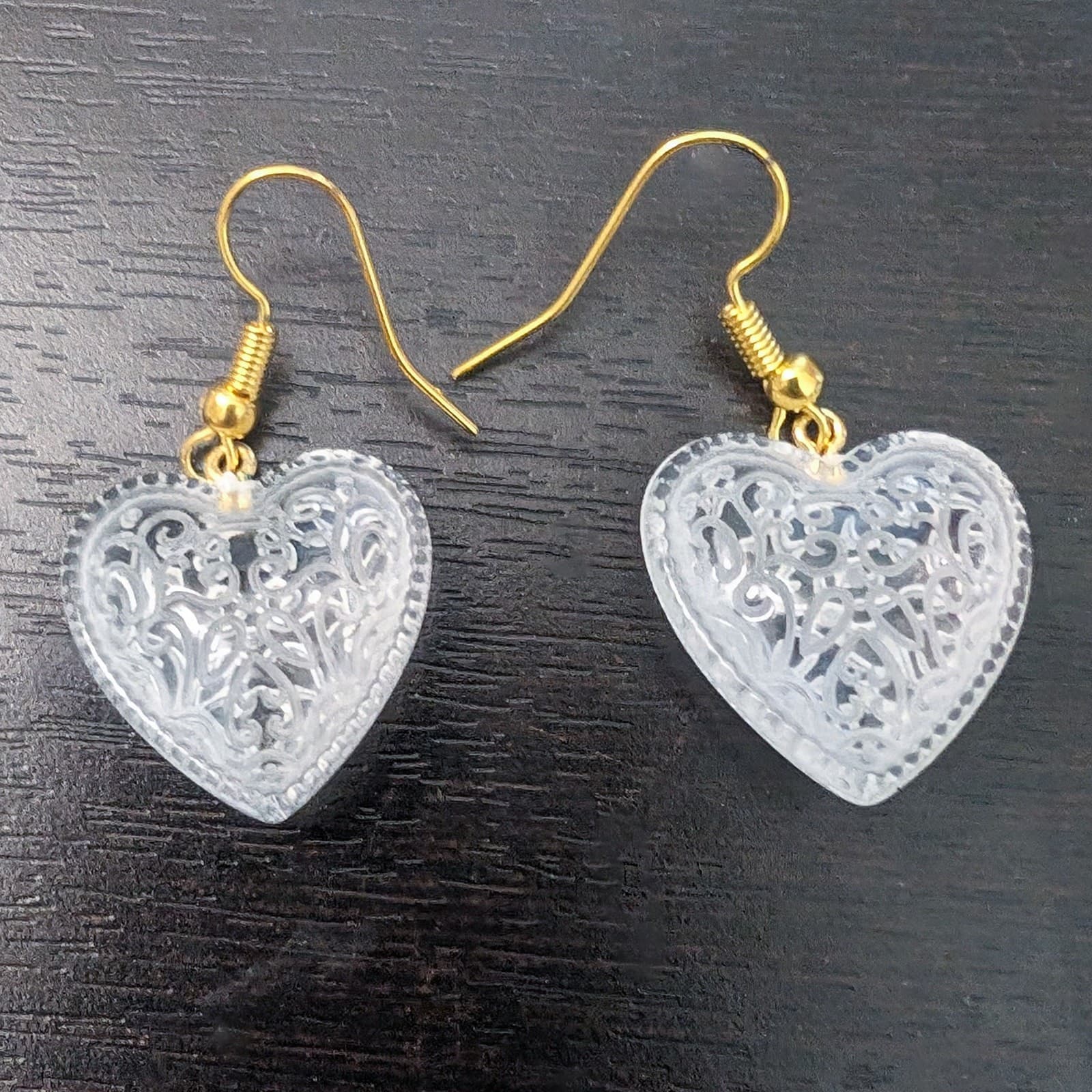Earrings For Pierced Ears - Lace Like Design Heart