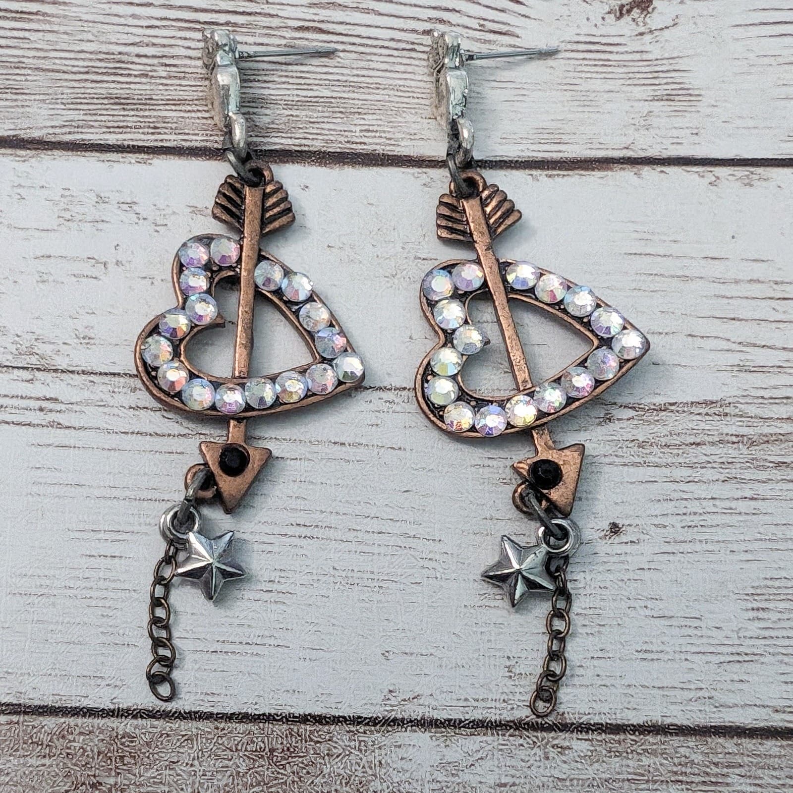 Stud Earrings For Pierced Ears - Heart and Arrow - Long Earrings