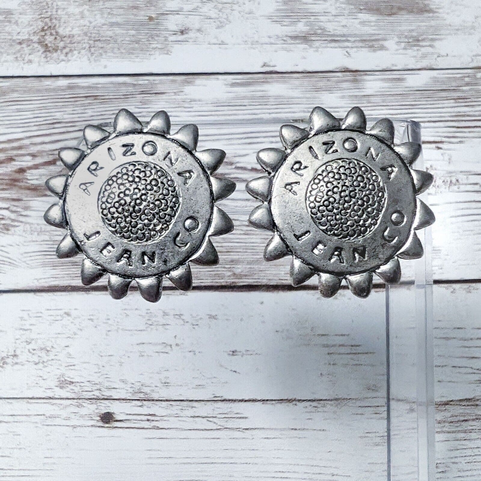 Vintage The Original Arizona Jean Company Clip On Earrings Silver Tone