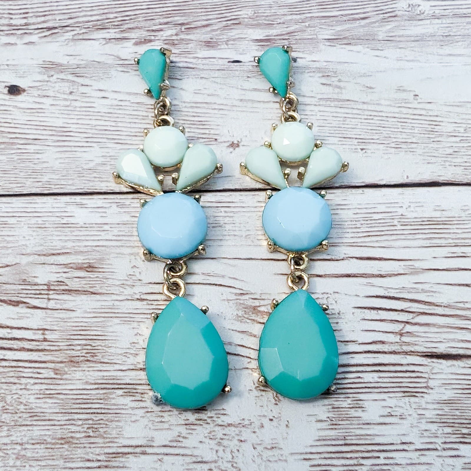 Vintage Earrings For Pierced Ears - Bluey Green Tones Dangle