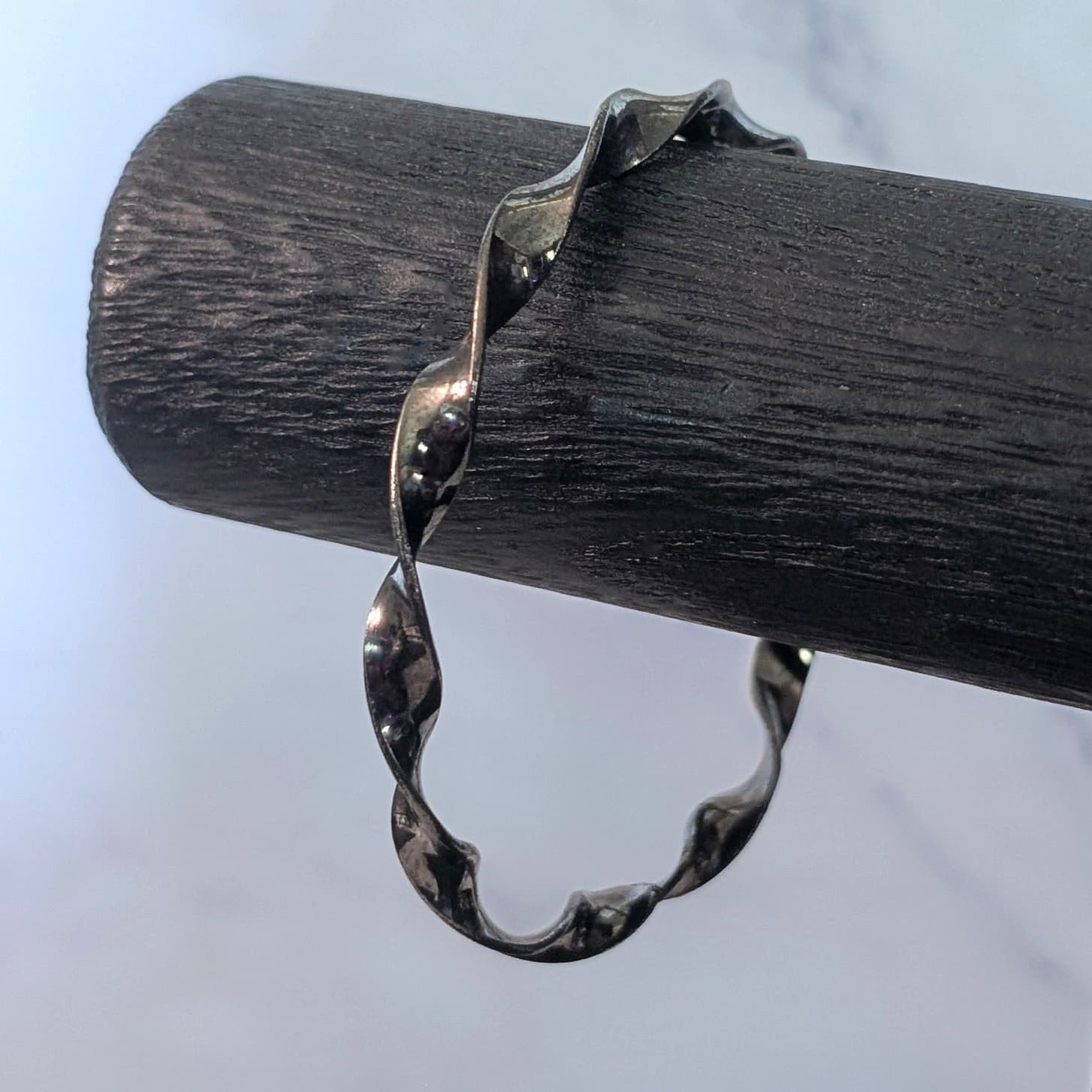 Vintage Bangle - Dark Metal Wavy Design - 8.25"