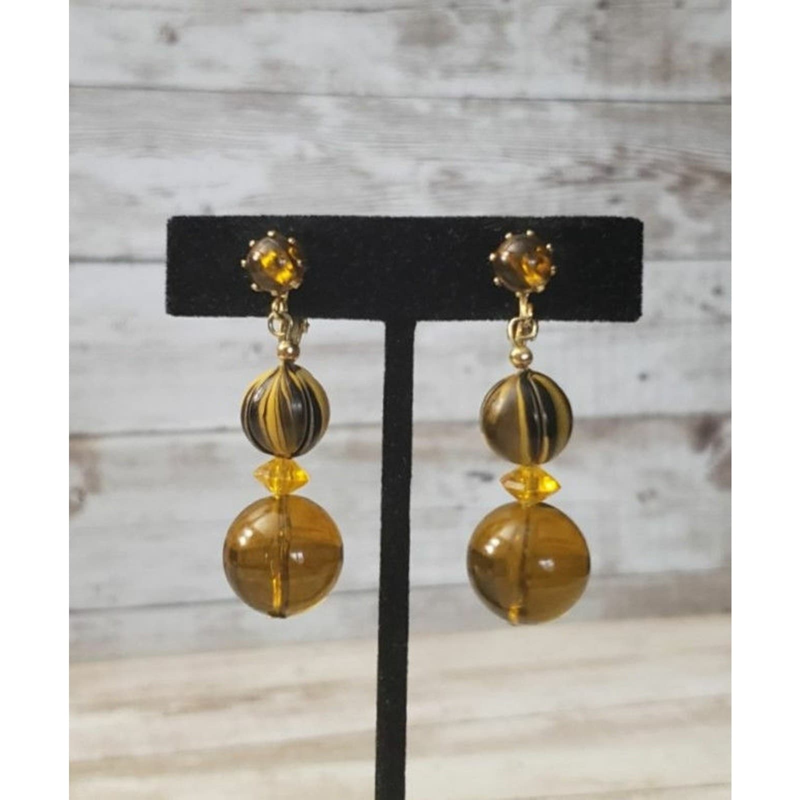 Vintage Clip On Earrings - Statement Large Ball Dangle